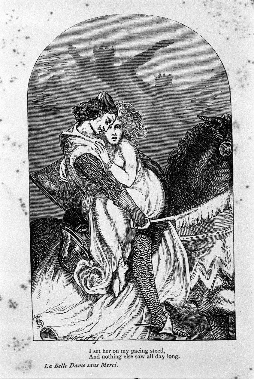 詩人ジョン・キーツ(1795-1821)の「容赦のない美しい女性」の挿絵 19世紀 作： 無名の画家