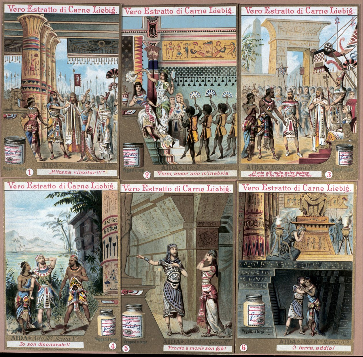 イタリアの作曲家ジュゼッペ・ヴェルディ（1813-1901）のオペラ「アイーダ」の挿絵。 作： 無名の画家