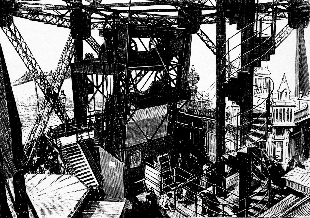 エッフェル塔の建設に関するイラスト。 作： 無名の画家