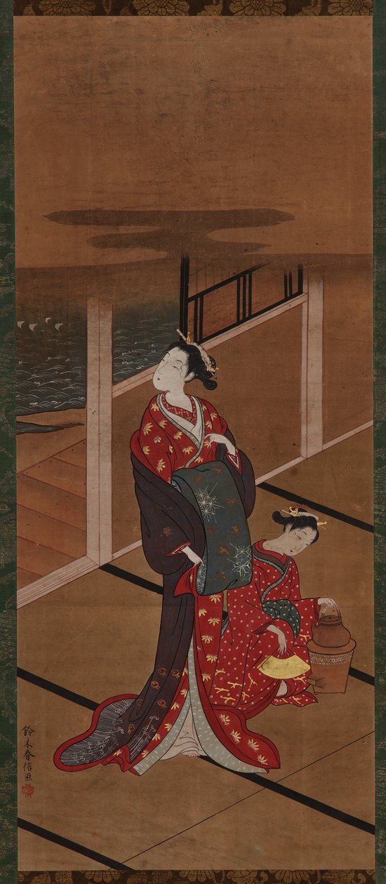 内装：湯女と付き添いの湯沸かし 作： 無名の画家