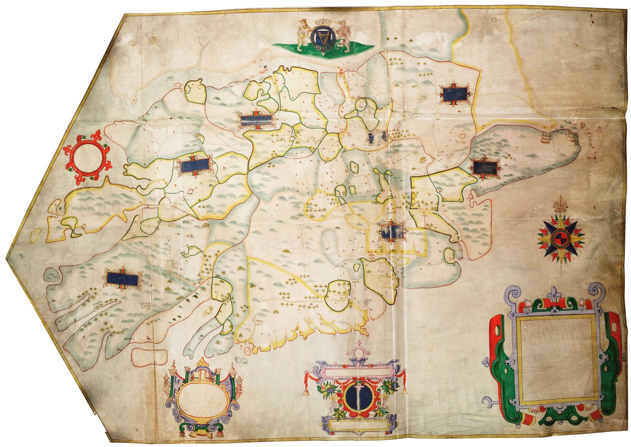 アイルランド、シャノン河畔、1585年頃（ヴェラム、リネン） 作： 無名の画家