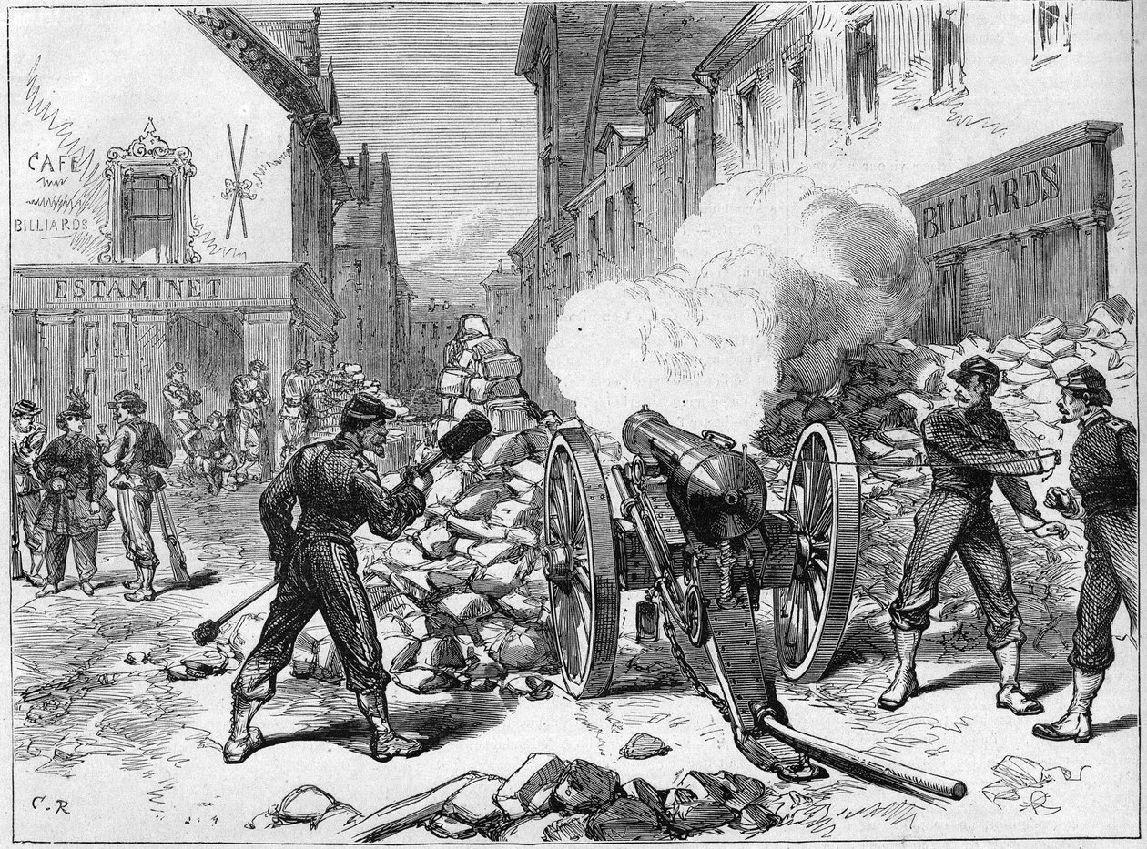1871年のラ・コミューン・ド・パリ。フェデレ（コミューン派）がイッシーに設置したバッテリー。 作： 無名の画家