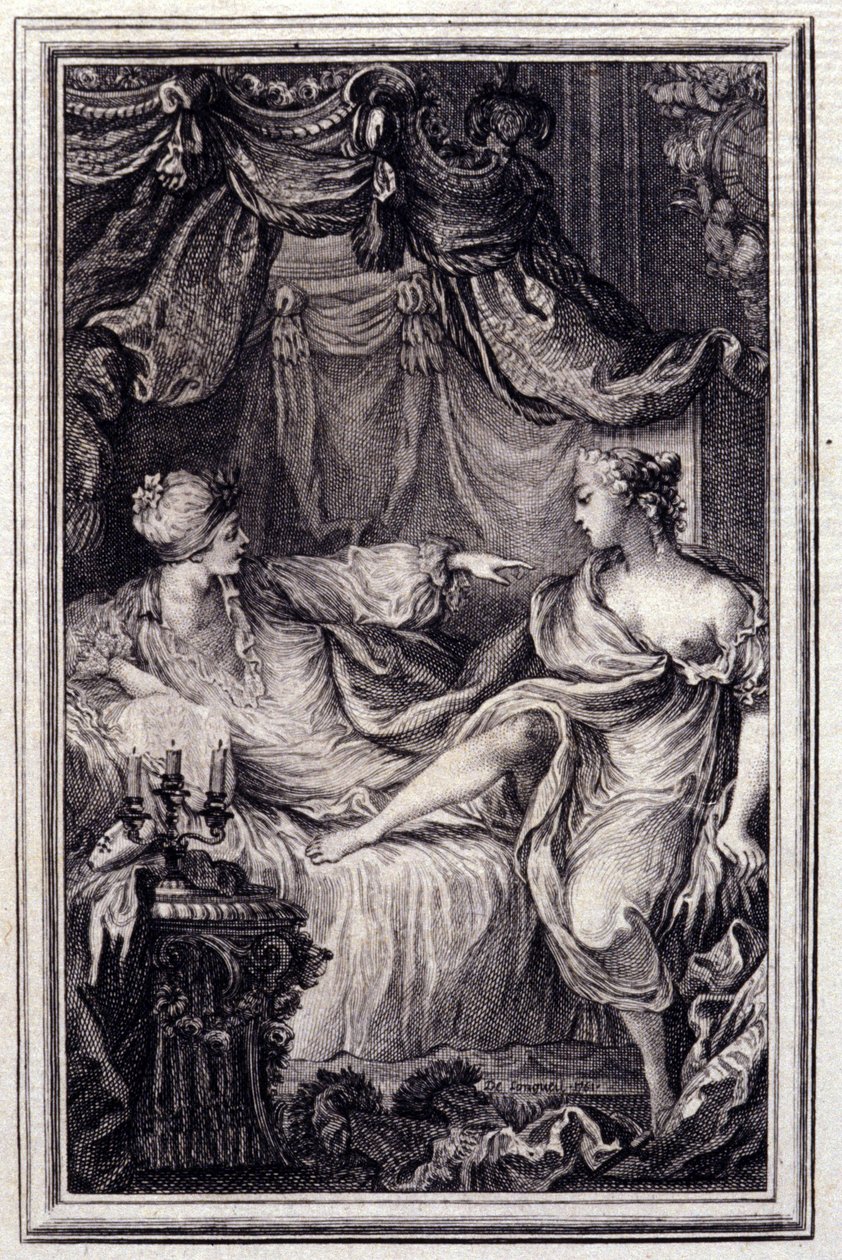 ジャン・ラ・フォンテーヌの「詩による物語と短篇集」の中の「La courtesan amoureuse」。1762. 作： 無名の画家
