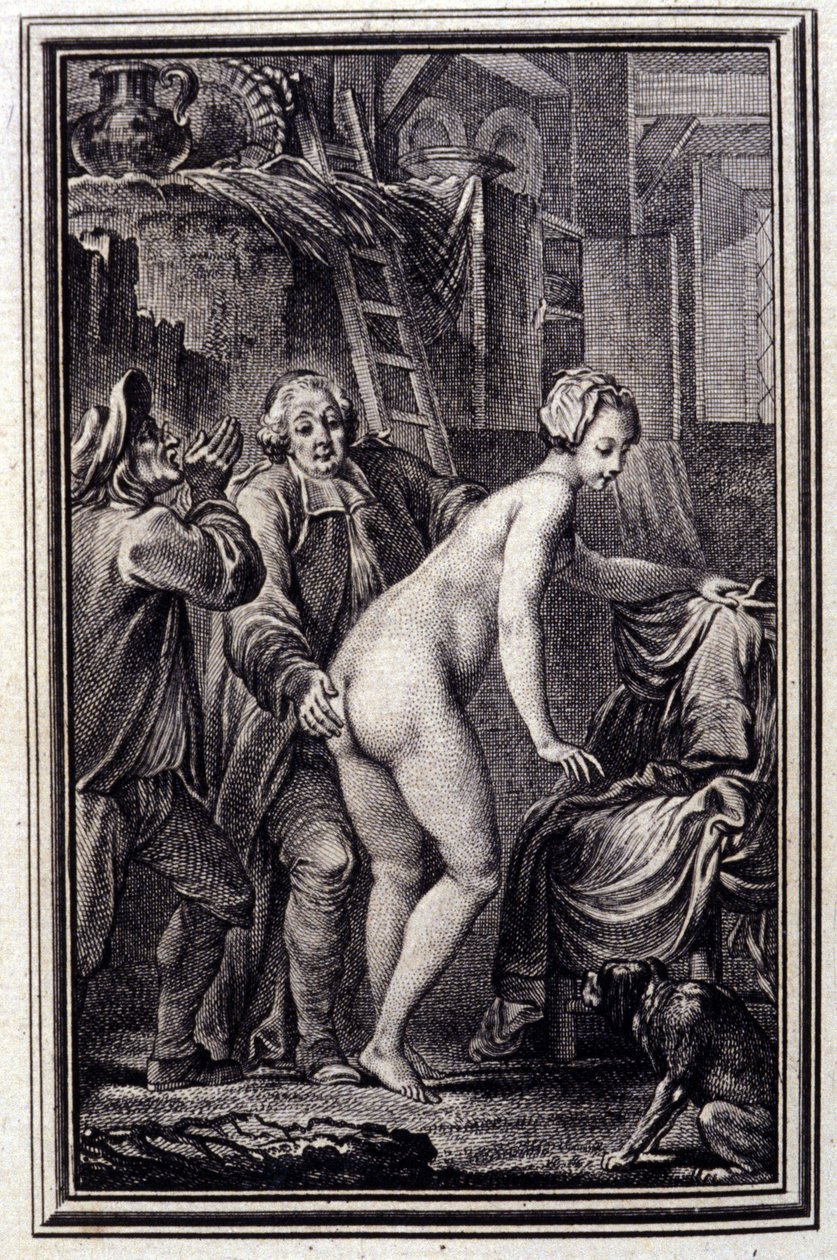 ジャン・ラ・フォンテーヌの「詩による物語と短編」の中の「La mare du compere Pierre」。1762. 作： 無名の画家