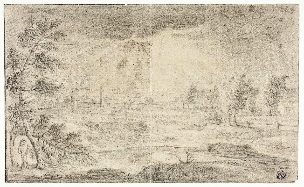 村のある風景 作： 無名の画家