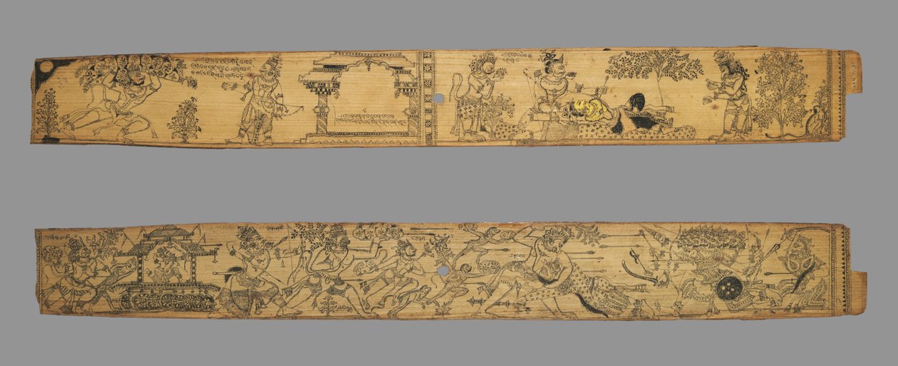 Chandrabhanu と Upendra Bhanja の Lavanyavati のロマンスからの葉 (インド人、1740 年に死亡) 作： 無名の画家