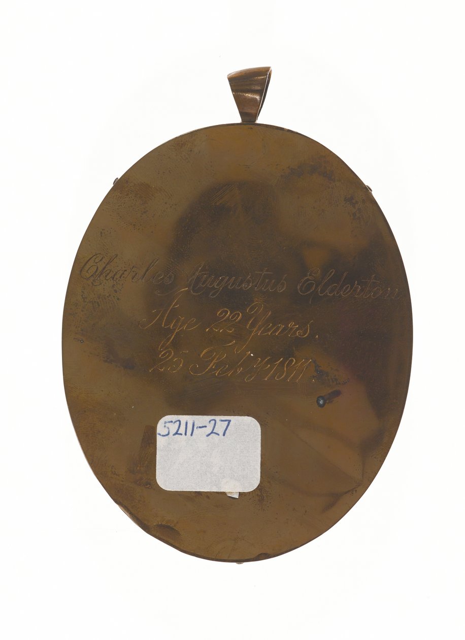 チャールズ・オーガスタス・エルダートン中尉（1789-1841）、第9マドラス・ネイティブ・インファントリー、1811年2月25日（象牙に描かれた細密画 作： 無名の画家