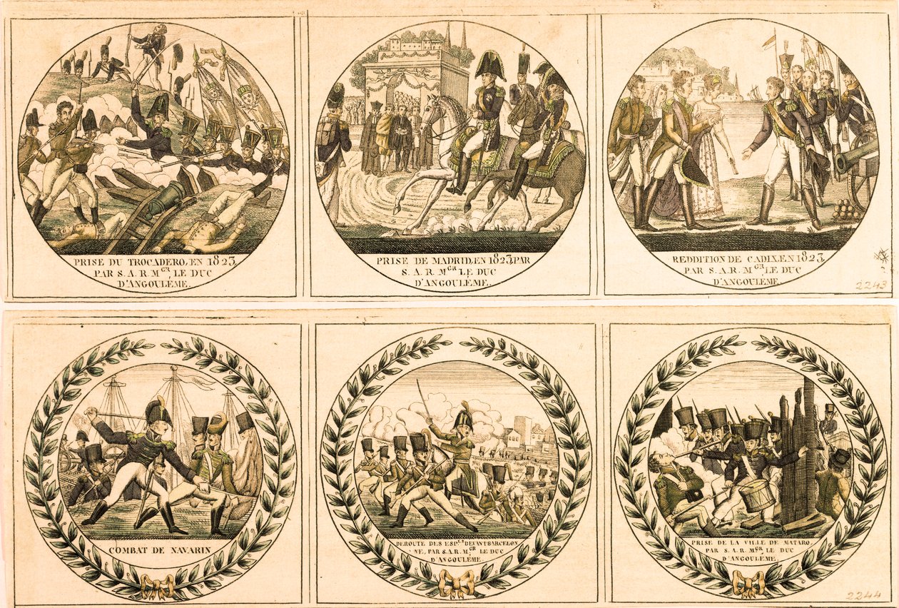 ブルボン家のルイ・アントワーヌ（アングレーム公）（ルイ・ド・フランスまたはルイ16世（1775-1884））1823年のスペイン遠征時：トロカデロ奪取、マドリッド奪取、カディス降伏、ナヴァリンの戦い、バルセ前のスペイン軍の背後で 作： 無名の画家