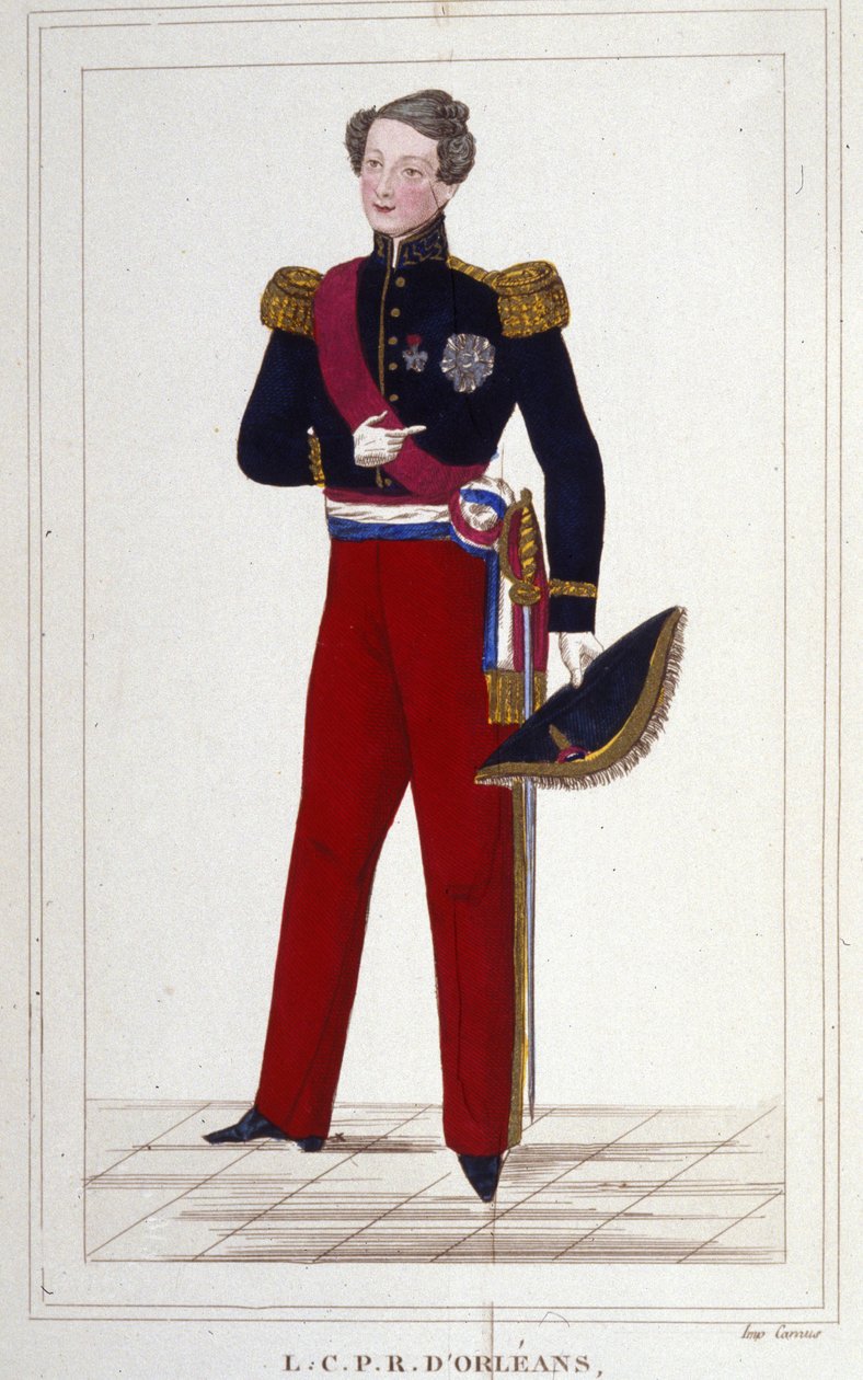 ルイ・シャルル・フィリップ・ドルレアン（ヌムール公）。フランス王子（1814年～1896年）、初代国王ルイ・フィリップ（ルイ＝フィリップ）の息子。1850年のエングレーヴィング 作： 無名の画家
