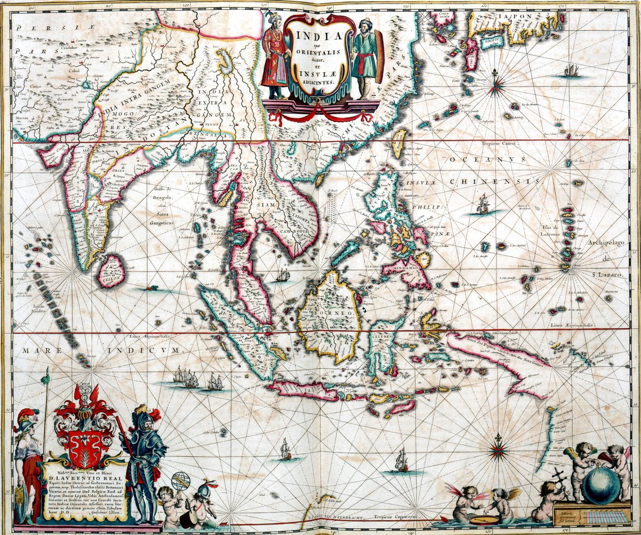 アジア地図（Blaeu Atlasより 作： 無名の画家