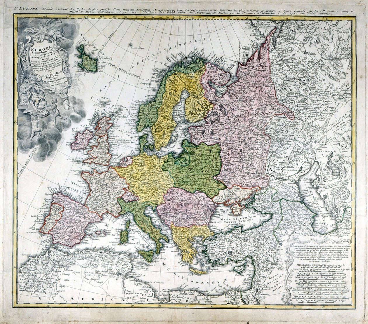 1743年のヨーロッパの地図。