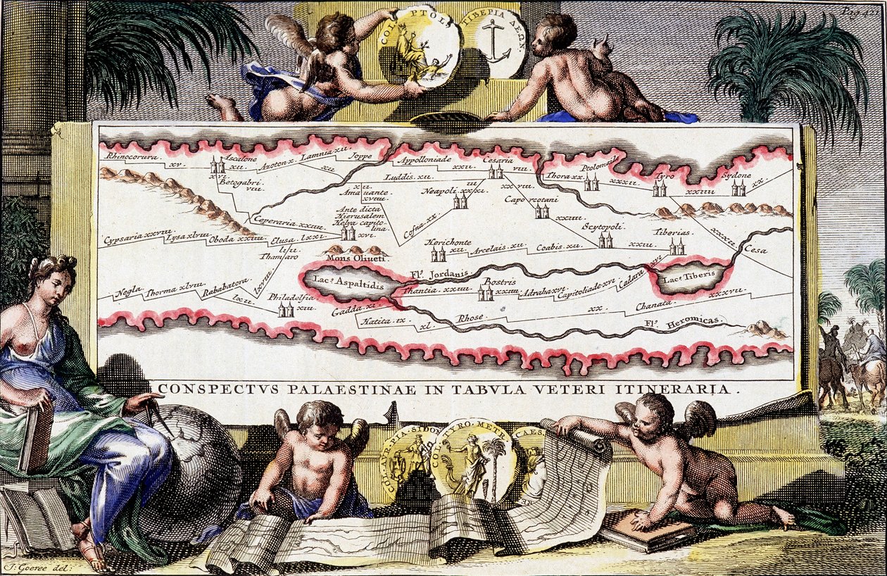 パレスチナの地図-ハドリアニ・レランディ著「パレスチナ」に掲載 作： 無名の画家
