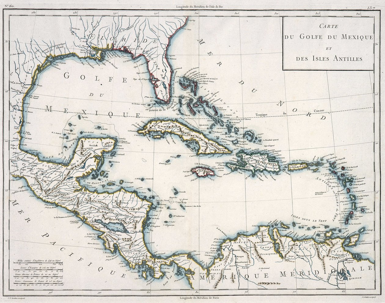 メキシコ湾とカリブ海の地図 作： 無名の画家