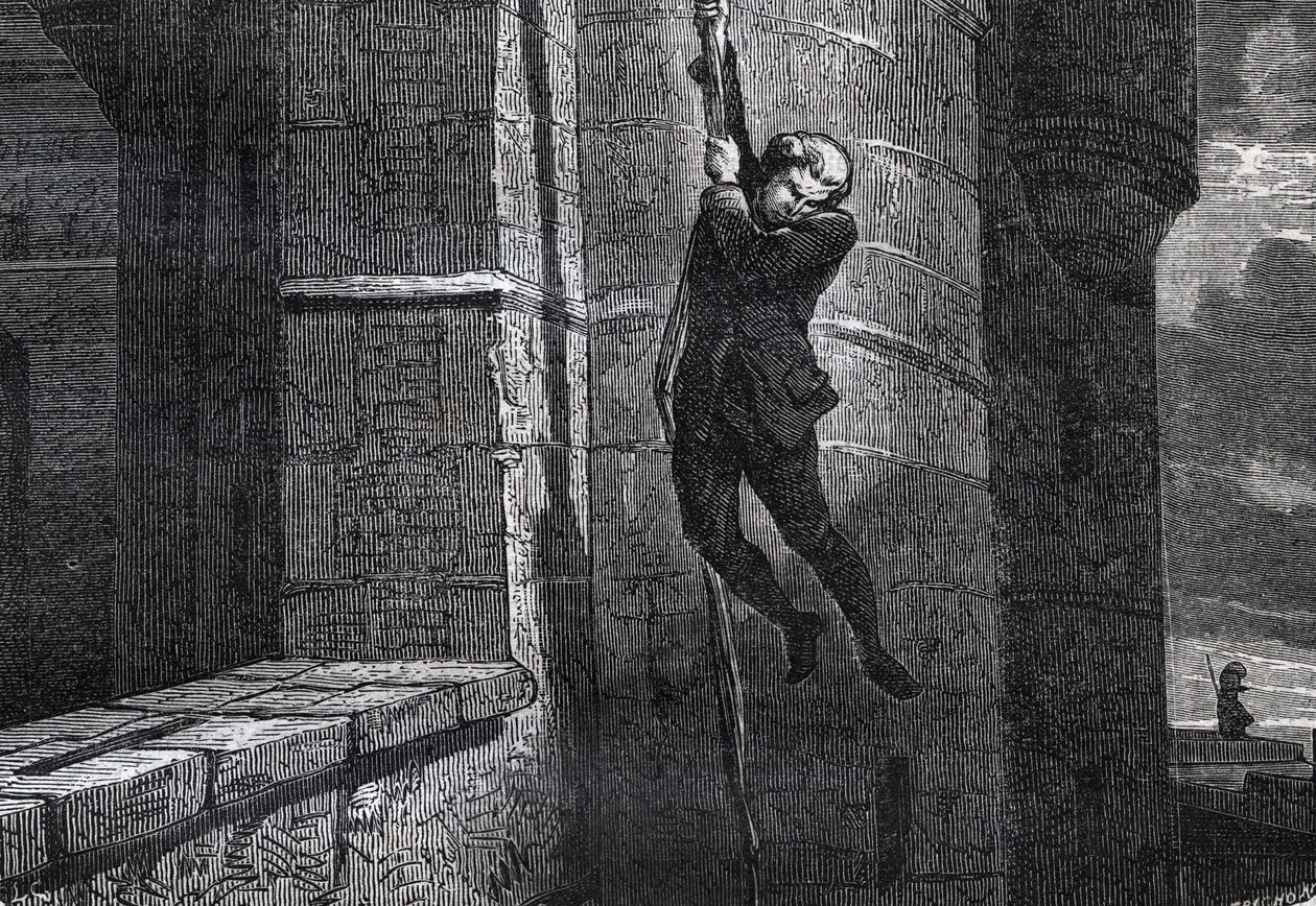 バスティーユから脱出する Masers De Latude - Escape de la Bastille by Jean Henry, dit Danry, dit Masers de Latude (1725-1805) - Dictionnaire populaire illustrious - 1864年のエングレーヴィング（Joseph DecembreとEdmond Allonierによる）。 作： 無名の画家
