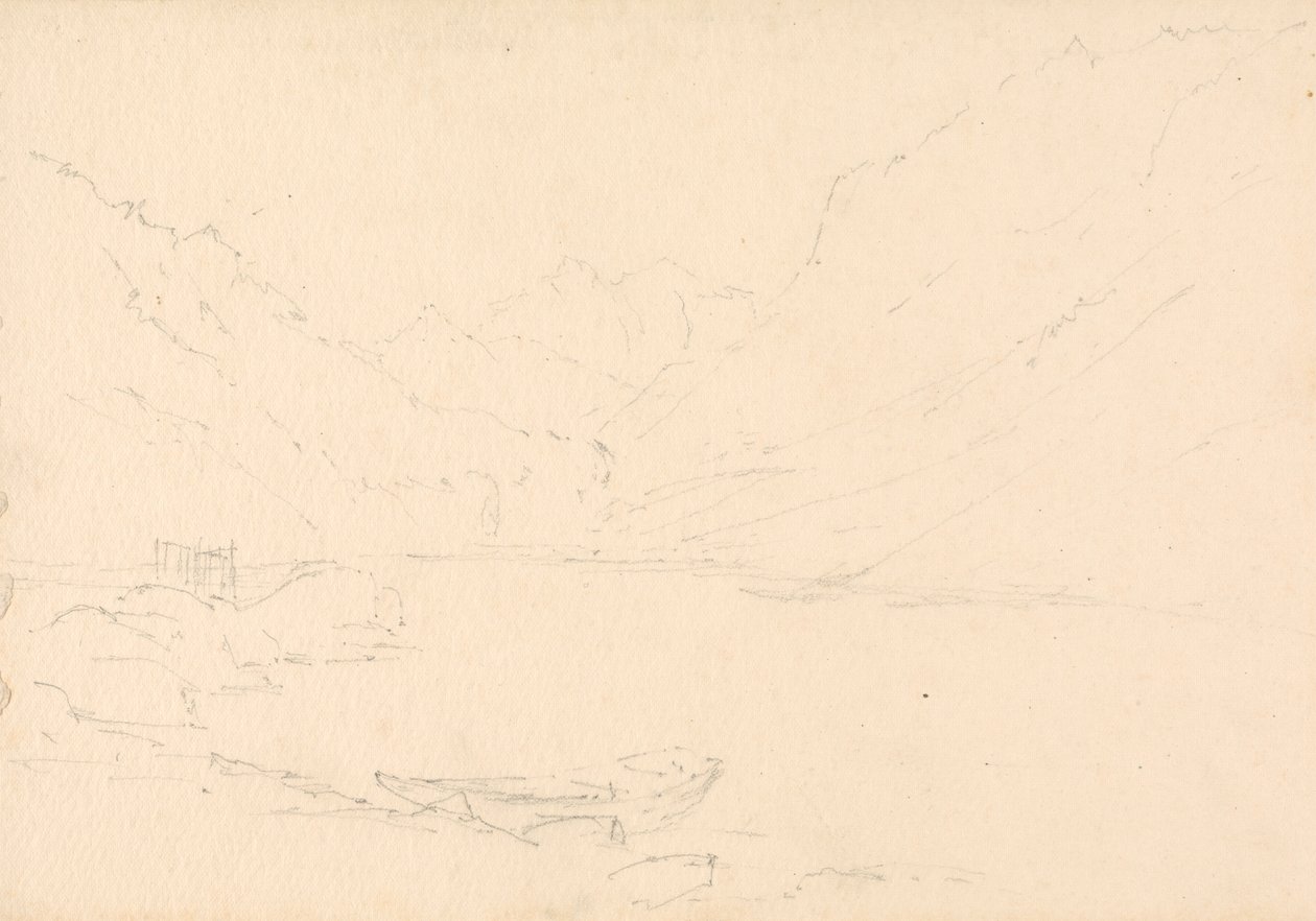 山岳風景と湖 作： 無名の画家