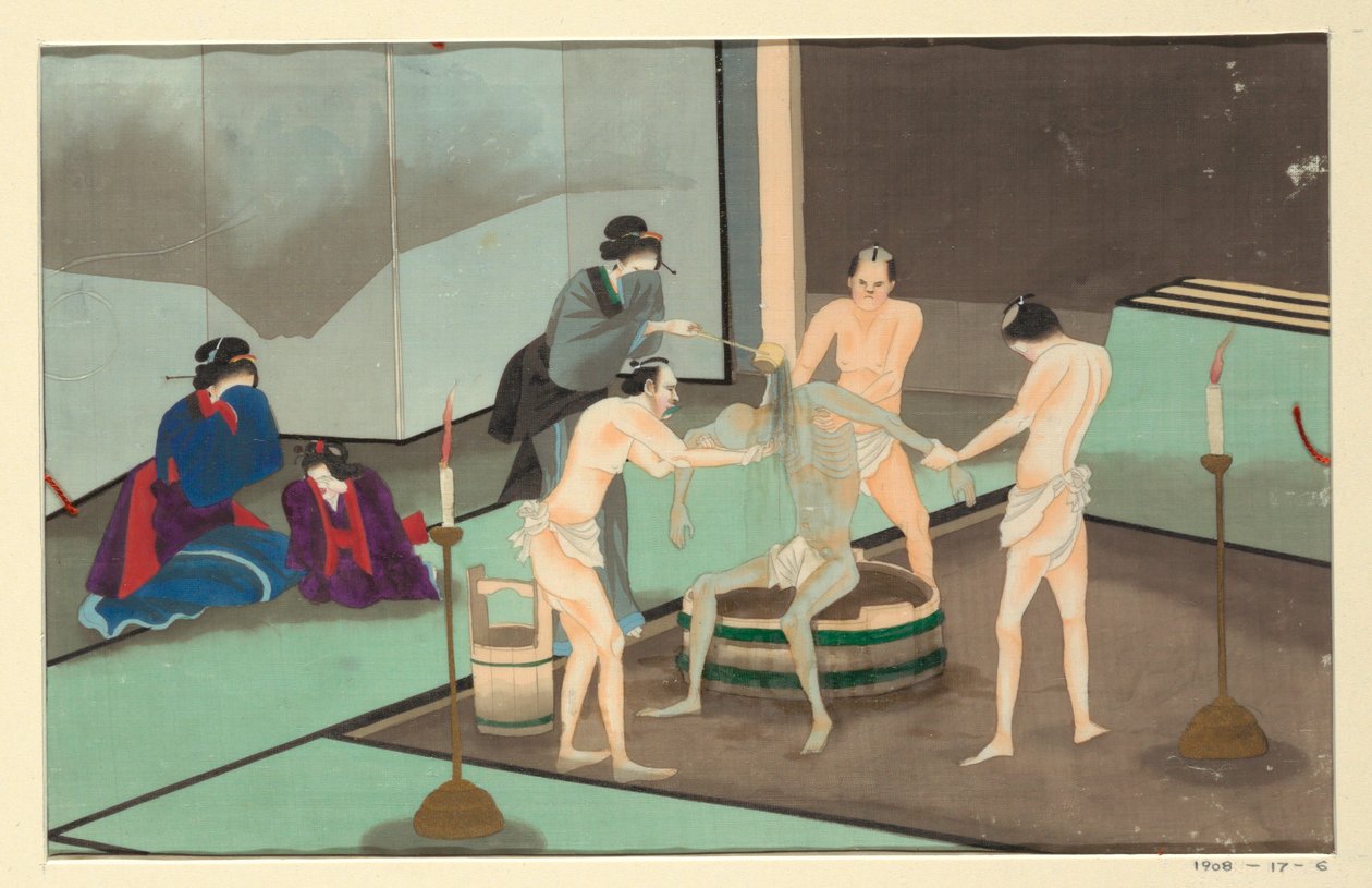 人の死と埋葬の 16 のシーンの 1 つ 作： 無名の画家