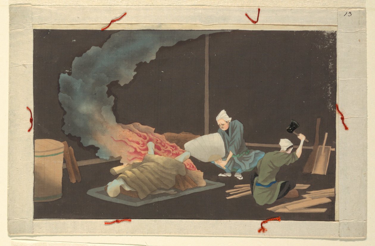 人の死と埋葬の 16 のシーンの 1 つ 作： 無名の画家