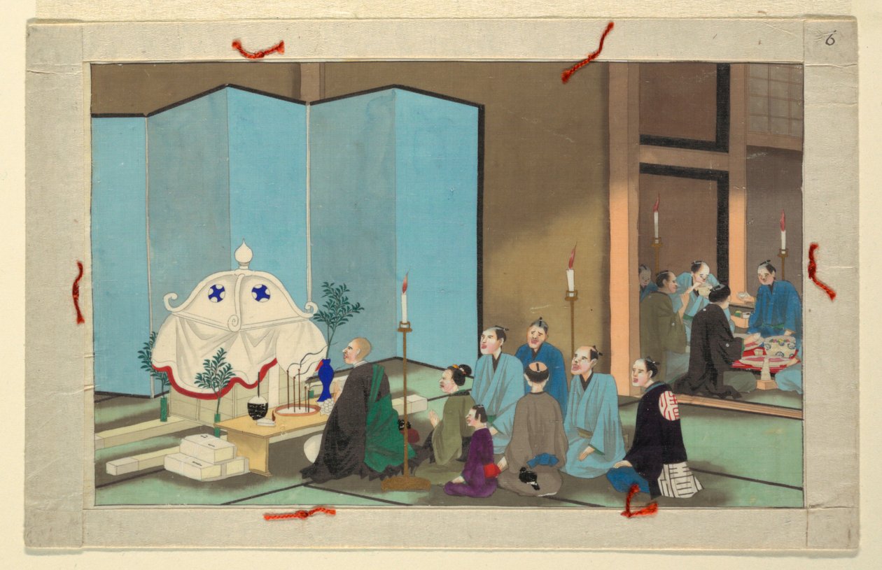 人の死と埋葬の 16 のシーンの 1 つ 作： 無名の画家