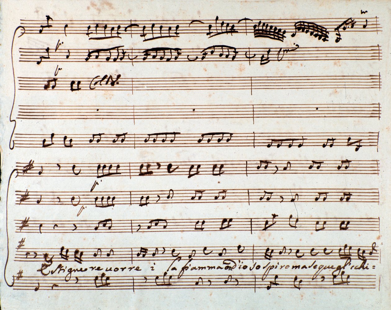 アントニオ・ヴィヴァルディ作曲のオペラ「グリセルダ」のアリア「Estinguere vorrei」の楽譜のページです。 作： 無名の画家