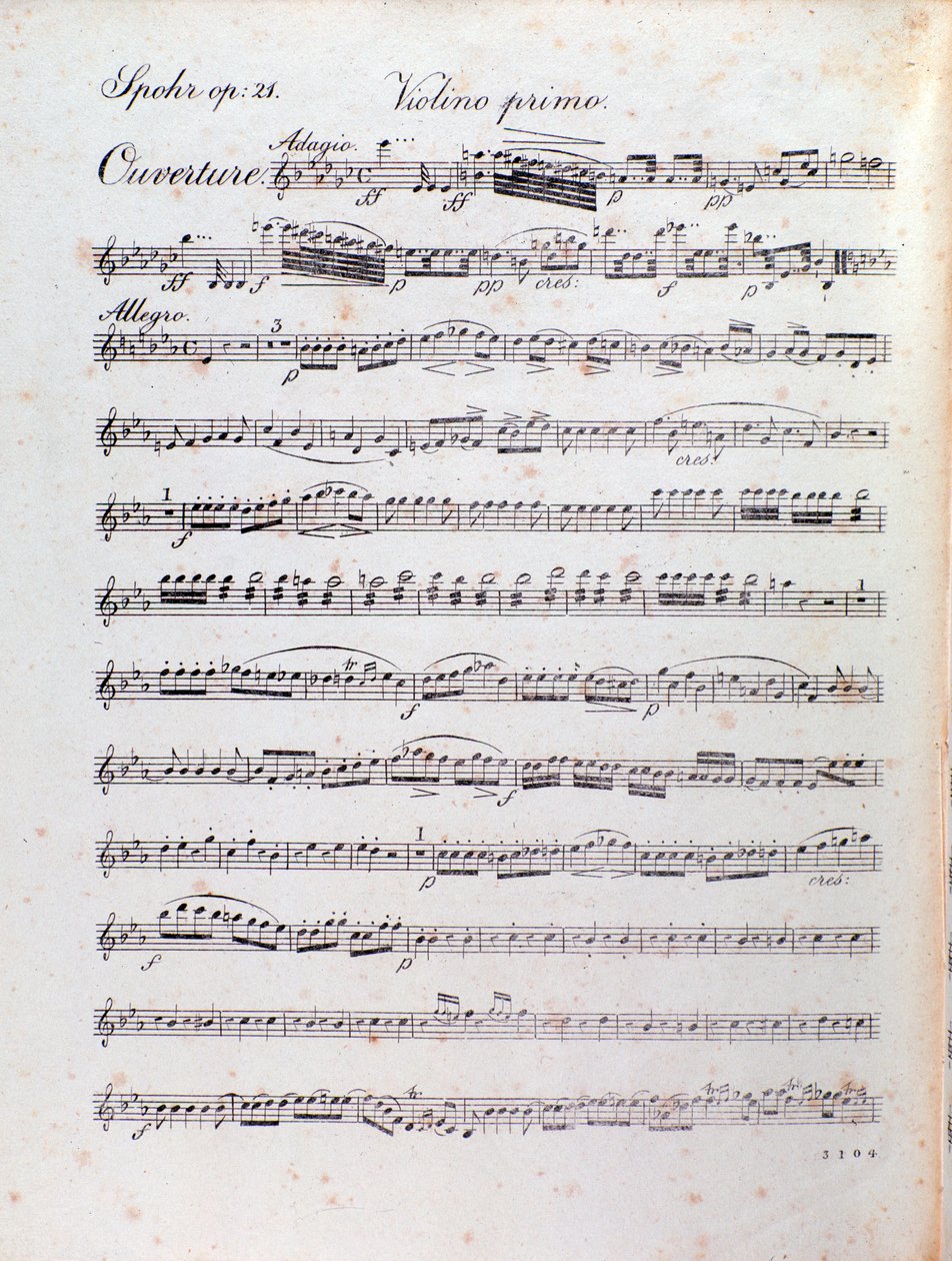 Louis Spohrによる「アルルナ」序曲の楽譜のページ 作： 無名の画家