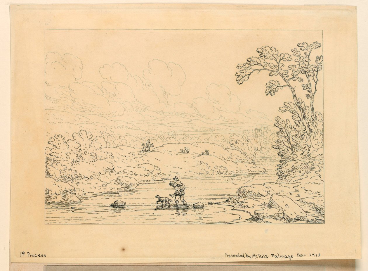 田園風景、第1工程 作： 無名の画家