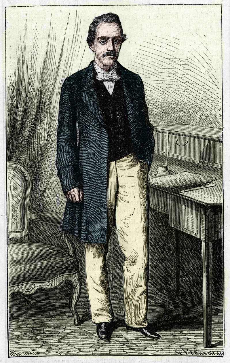 Paul du Chaillu（1837-1903）フランスの赤道直下のアフリカ探検家。 作： 無名の画家