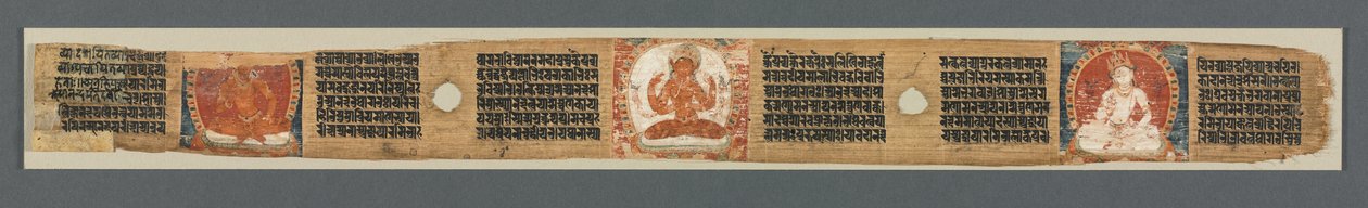 8000 行の知恵の完成: Ashtasahasrika Prajnaparamita: 飾られた葉 (recto) 作： 無名の画家