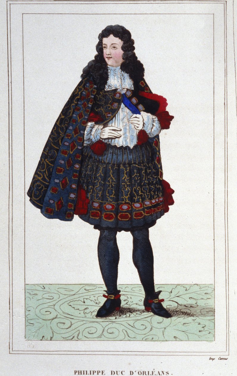 フィリップ2世（オルレアン、シャルトル、ヴァロワ、ヌムール、モンペンシエ公）（1674-1723）。1715年から1723年までフランスの摂政。1830年に描かれた版画。 作： 無名の画家