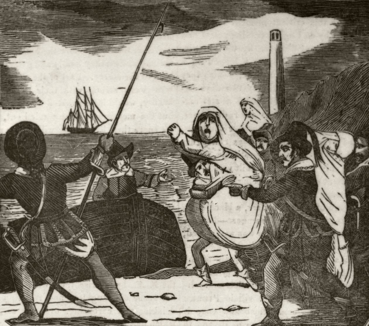 修道院から修道女を運び出すピエールとその仲間たち」1836年頃 作： 無名の画家