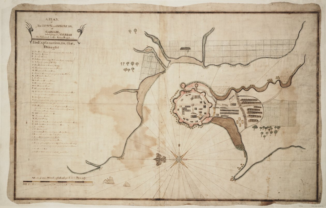 ガリアの町と要塞の平面図、1755年頃（インク、水彩画） 作： 無名の画家