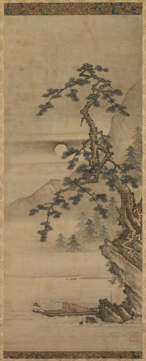 月明かりの下で笛を吹く 作： 無名の画家