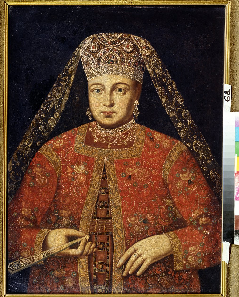 Portrait de la tsarine Marfa Matveyevna (1664-1715) (皇后マルファ・マトヴェーヴナの肖像)。 Peinture anonyme、79 x 60 cm、デビュー 18e siecle。 M.Tuganov Art Museum of the North Ossetian, Vladikavkas (ロシア). 作： 無名の画家