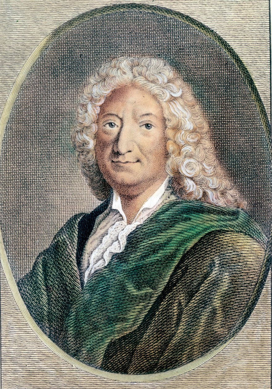 フランスの作家、アラン・ルネ・レサージュ（Alain-Rene Le Sage）（1668-1747）の肖像。18世紀のエングレーヴィング。個人蔵 作： 無名の画家