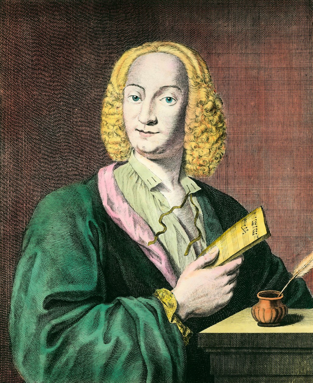 イタリアの作曲家、アントニオ・ヴィヴァルディ（1678-1741）の肖像。18世紀のエングレーヴィング。個人蔵 作： 無名の画家
