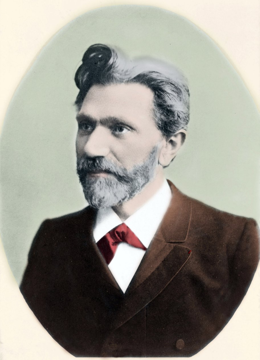 ドイツの政治家、アウグスト・ベーベル（1840-1913）の肖像。 作： 無名の画家