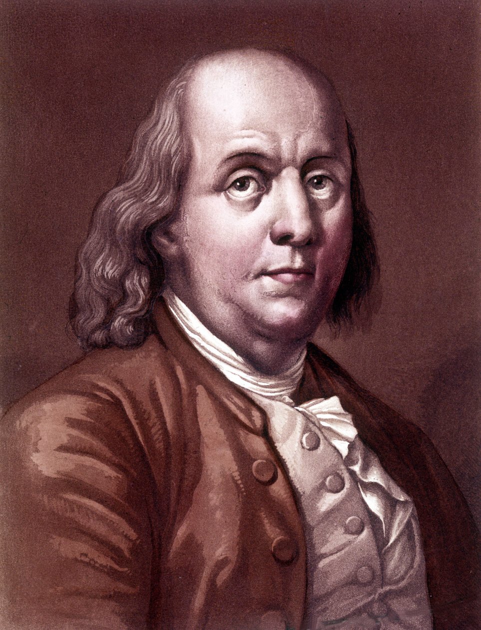 アメリカの哲学者、物理学者、大使であるベンジャミン・フランクリン（1706-1790）の肖像。 作： 無名の画家