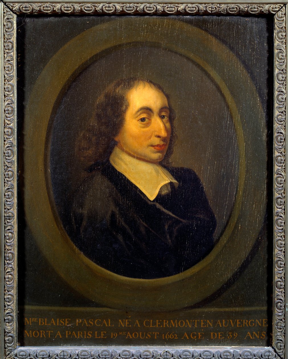 Blaise Pascal (1623-1662) フランスの物理学者、数学者、作家の肖像。匿名の絵画。ポート・ロイヤル、グランジュ美術館 作： 無名の画家