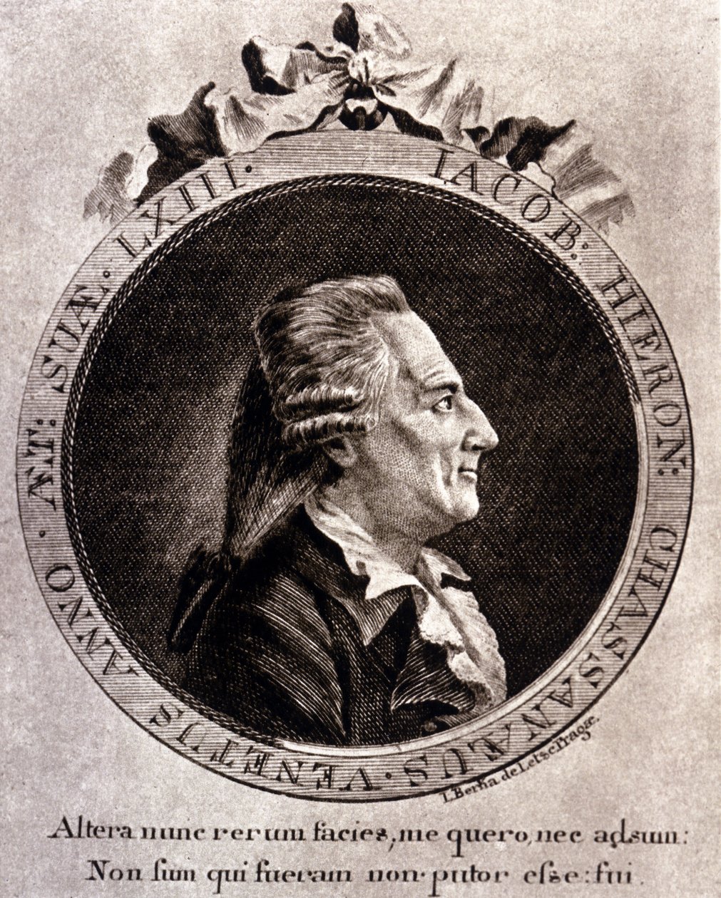 カサノヴァ（1725 - 1798）の肖像 - Dux en Bohemiaで書かれた『Histoire de ma fuite des prisons de la République de Venice』に掲載されている表紙の肖像。 作： 無名の画家