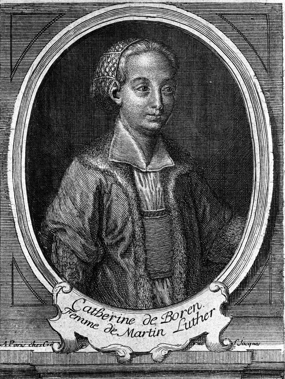 マルティン・ルターの妻、カトリーヌ・デ・ボーレ（カタリーナ・フォン・ボーラ）（1499-1552）の肖像。18世紀のエングレーヴィング。 作： 無名の画家