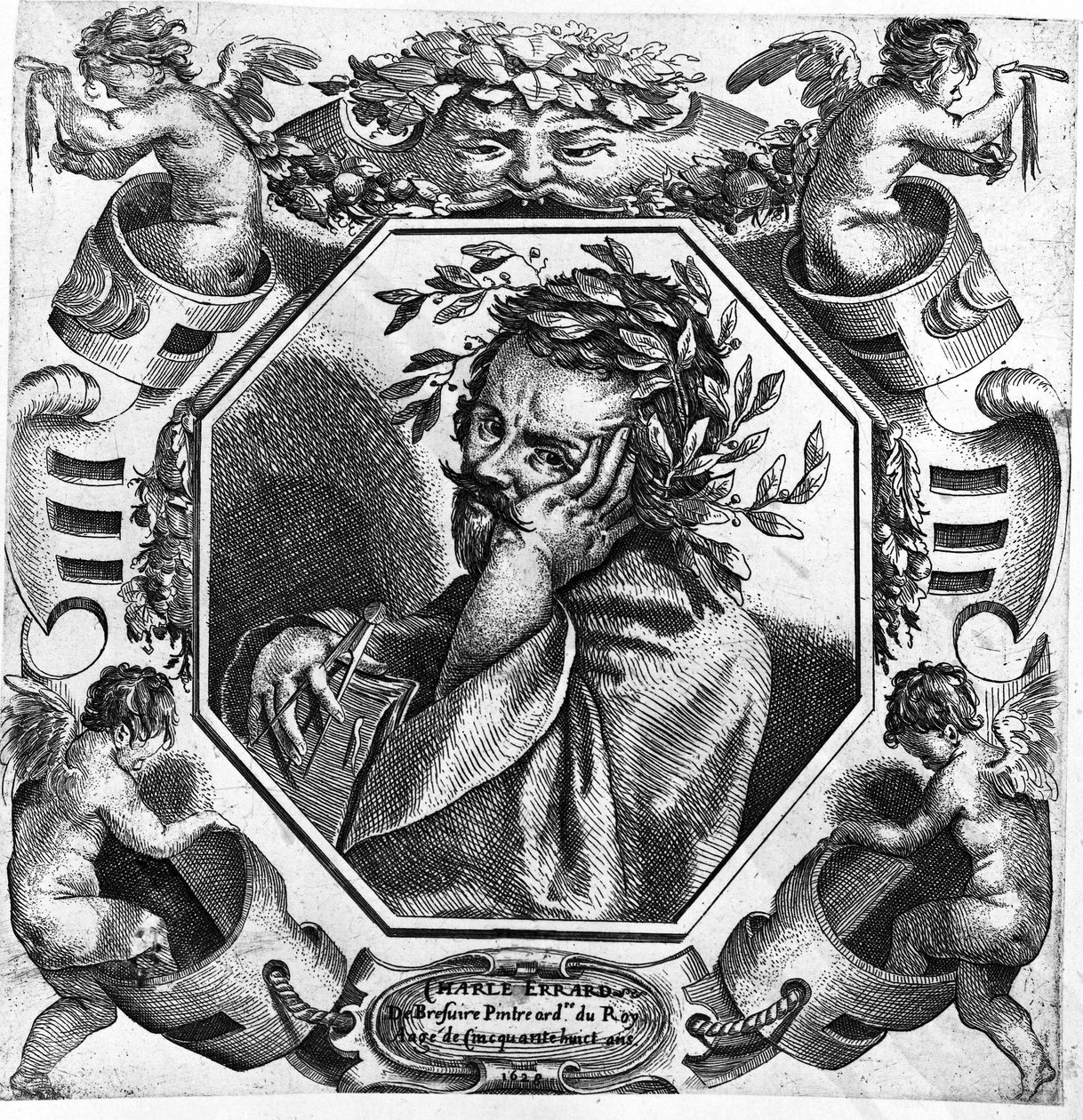 フランスの画家、製図家、建築家であるシャルル・エラール（1606-1689）の肖像 作： 無名の画家