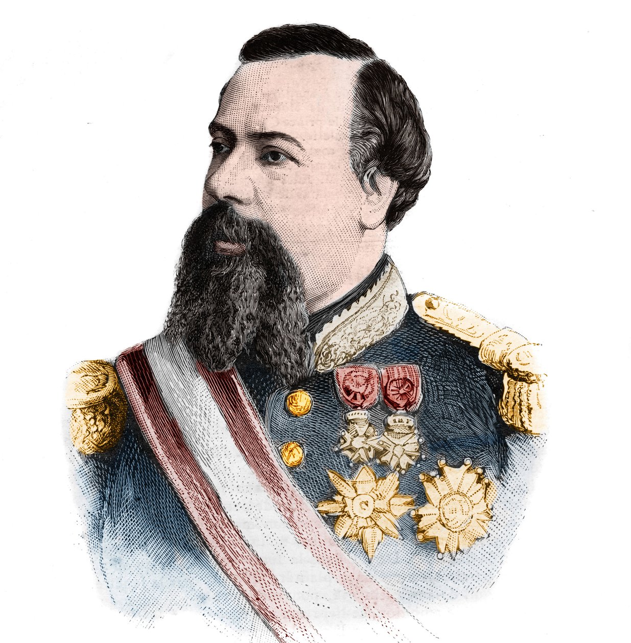 1889年9月21日付の「The Illustrous World」に掲載されたモナコ公国のシャルル3世グリマルディ（1818-1889）の肖像。 作： 無名の画家