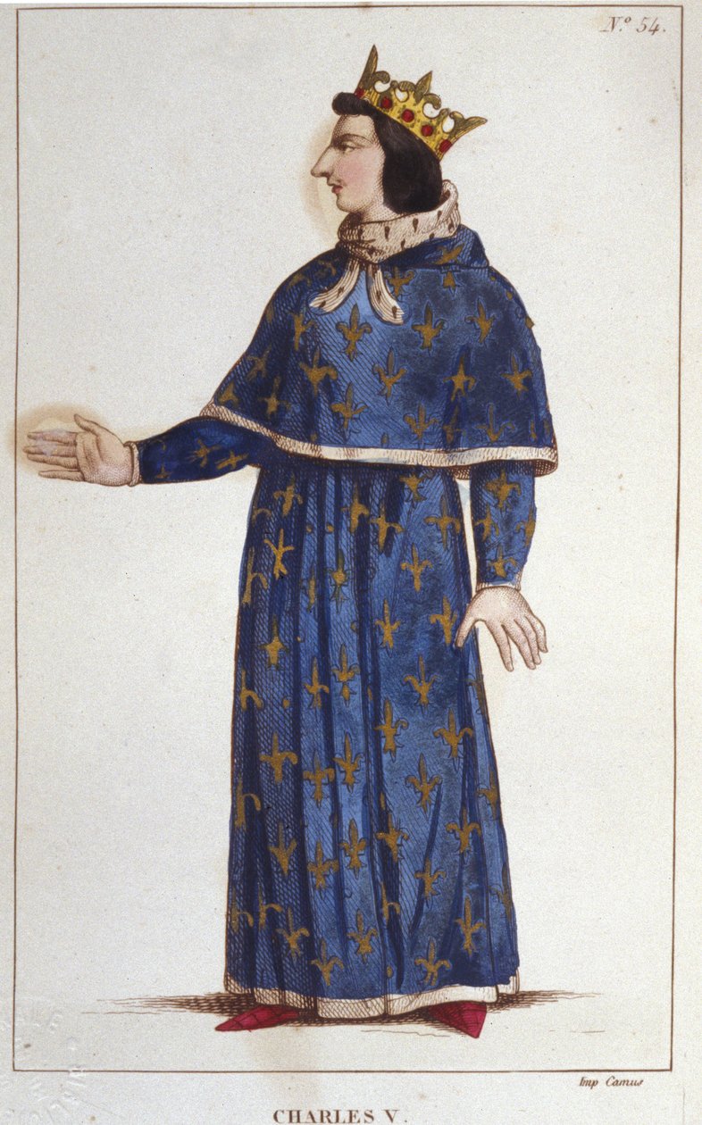 賢者シャルル5世（1338年〜1380年）の肖像（1830年のエングレービング 作： 無名の画家
