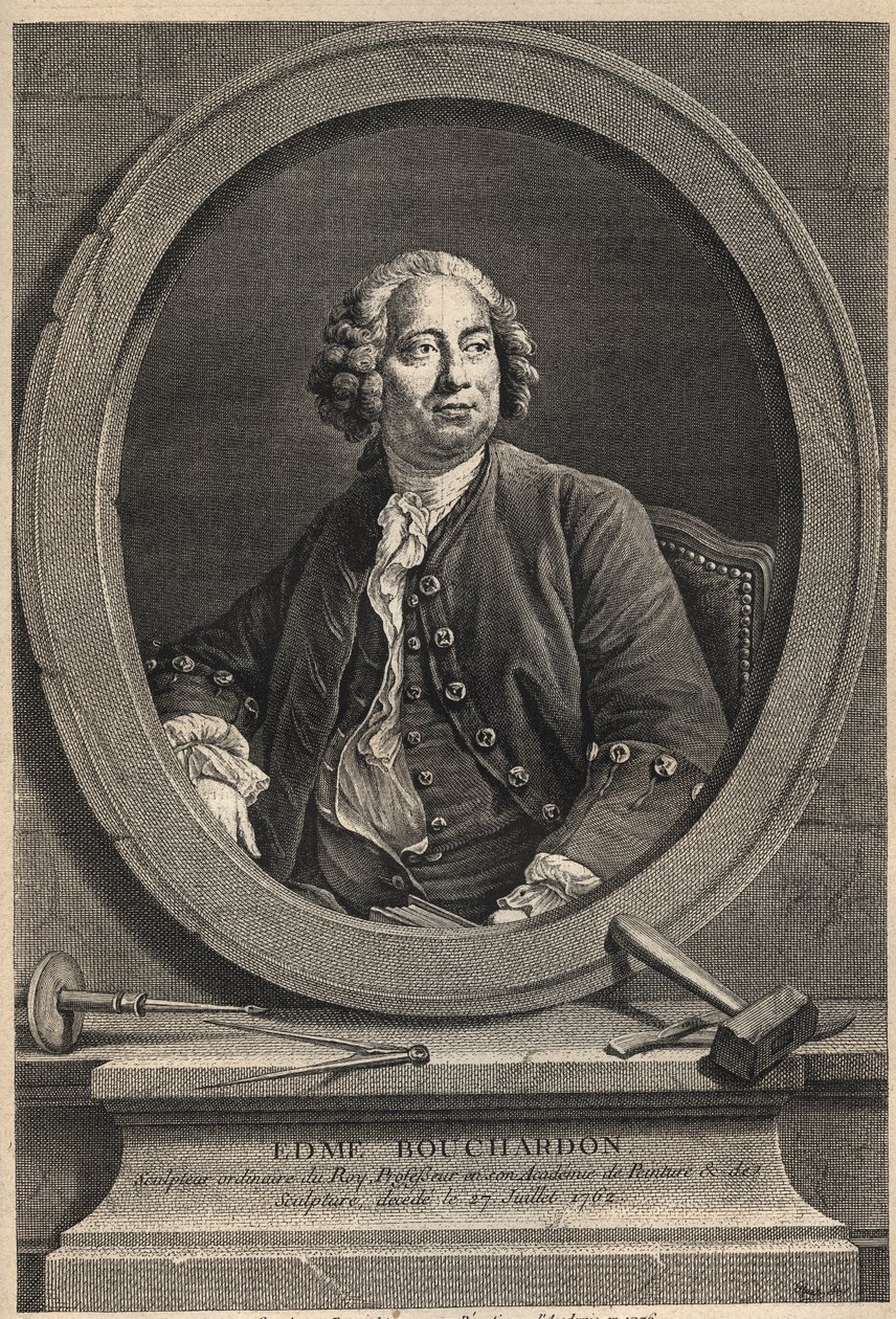 Edme Bouchardon (1698-1762) フランスの彫刻家・漫画家の肖像 - 1776年のエングレービング 作： 無名の画家