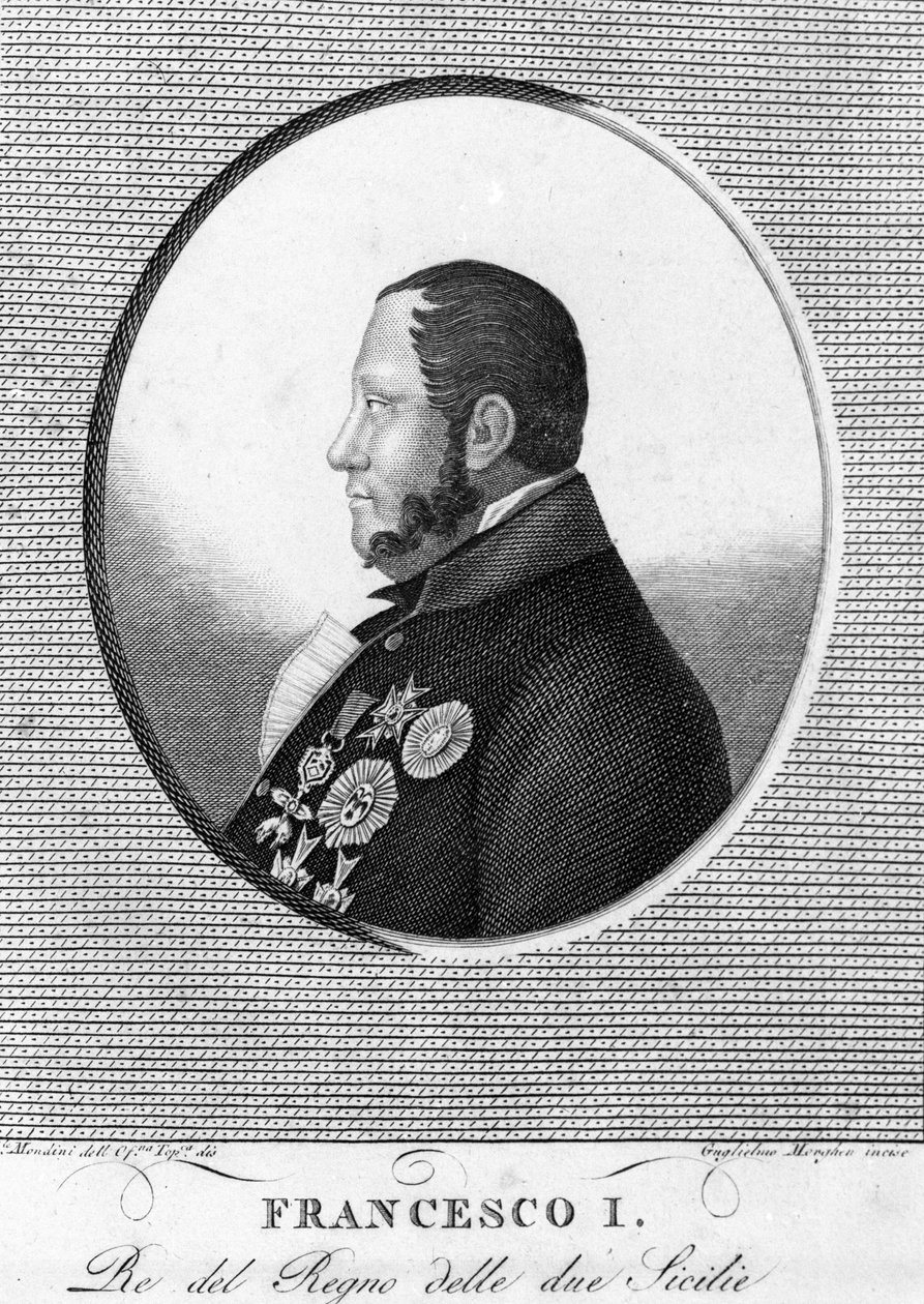 2つのシチリアの王、フランソワ1世（1777-1830）の肖像。 作： 無名の画家