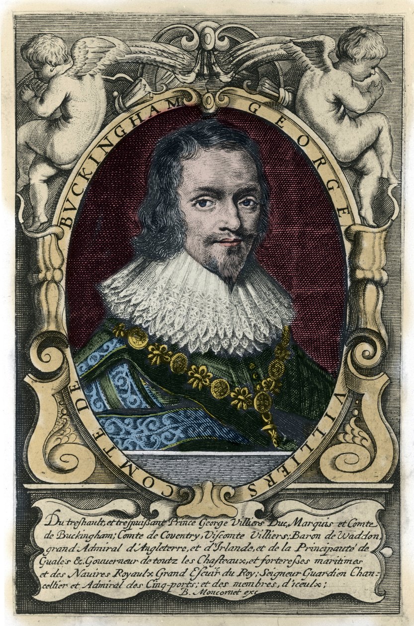 ジョージ・ヴィリアーズ（1592-1628）バッキンガム公爵の肖像 17世紀のエングレーヴィング 作： 無名の画家