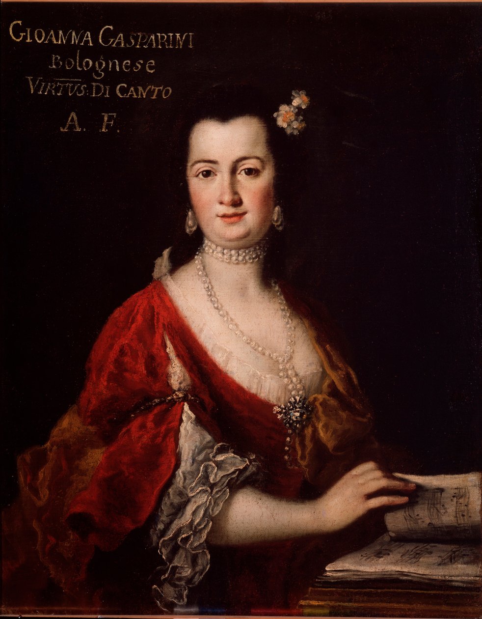 ジョヴァンナ・ガスパリーニの肖像（1717-?18世紀ボローニャ、civico museo bibliografico musicale。 作： 無名の画家