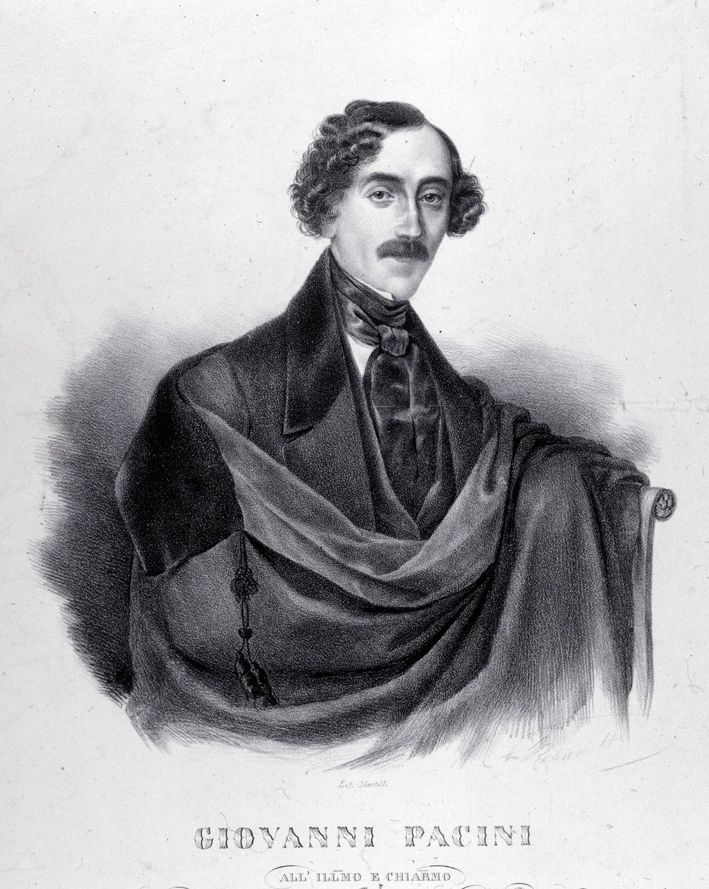 イタリアの作曲家ジョヴァンニ・パチーニ（1796-1867）の肖像。 作： 無名の画家