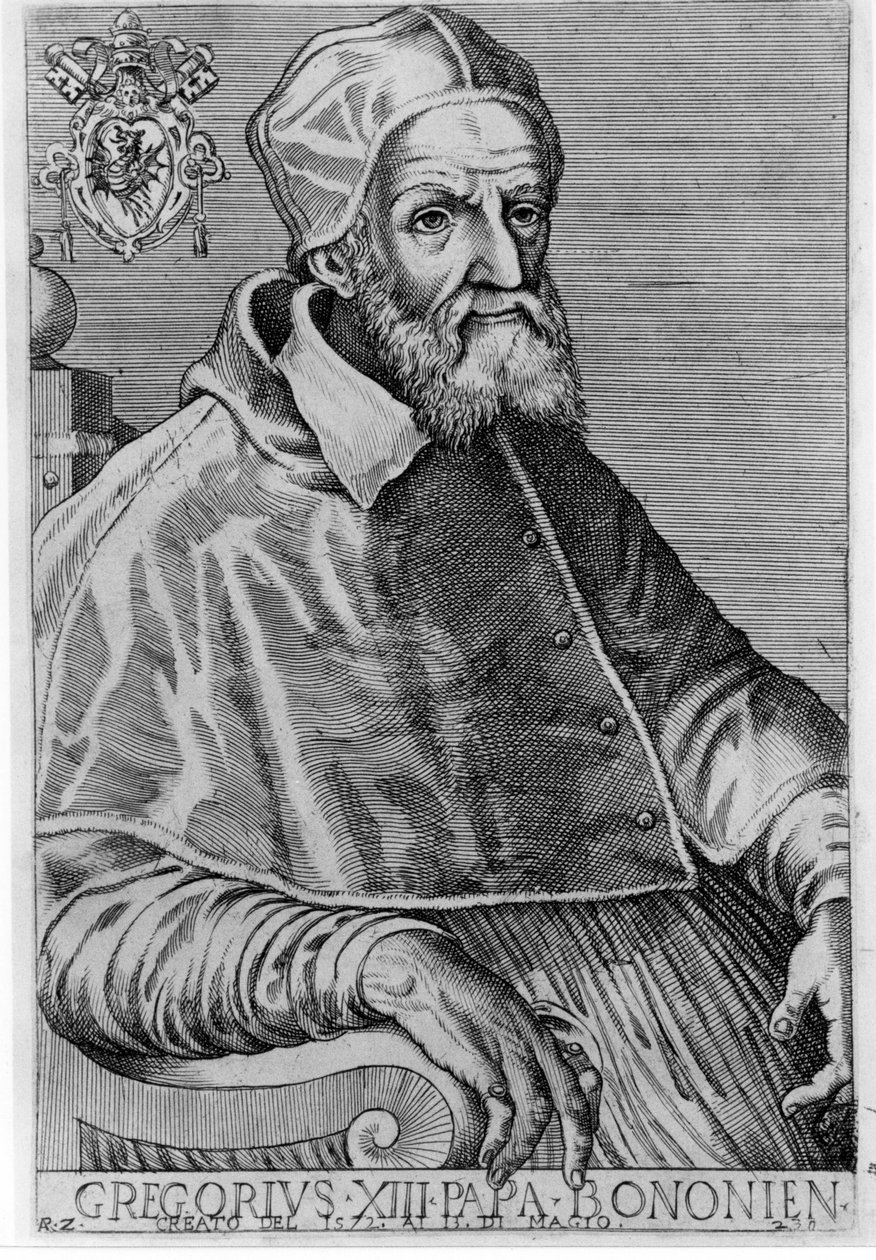 グレゴリー13世（1502〜1585）の肖像。 作： 無名の画家