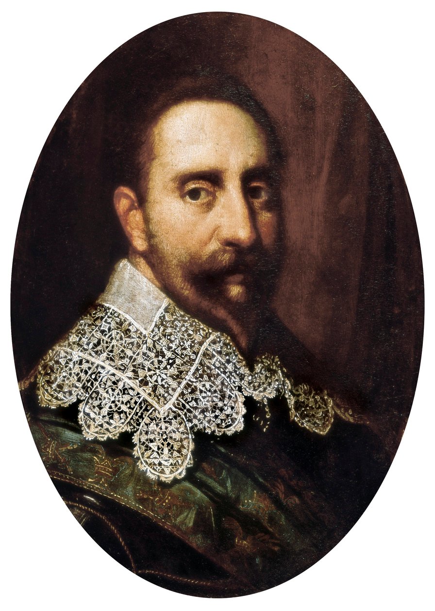 1611年から1632年までスウェーデン王であったグスタフ・アドルフ2世（グスタフ・アドルフ）（1594-1632）の肖像。絵画。パドヴァ、パドヴァ市立博物館。 作： 無名の画家