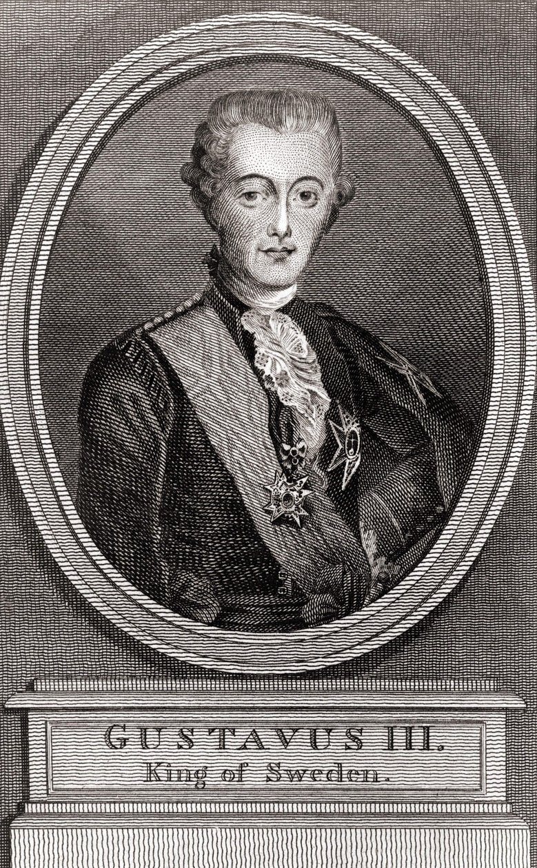 1771年から1792年までスウェーデン王であったグスタフ3世（1746-1792）の肖像 1787年の刻印 "Collection to the Soldiers of Yester Year" 作： 無名の画家